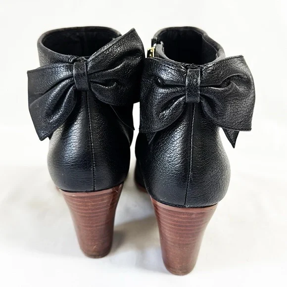 KATE SPADE Black Leather Ankle Boots, Block Heel, Zippers Size 8.5 - Picture 4 of 7